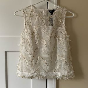 White and Gold Sleeveless Blouse